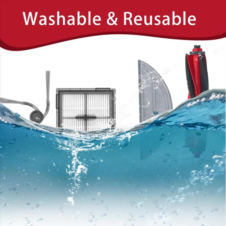Robot vacuum accessories with main brush, filter, and mop pad
