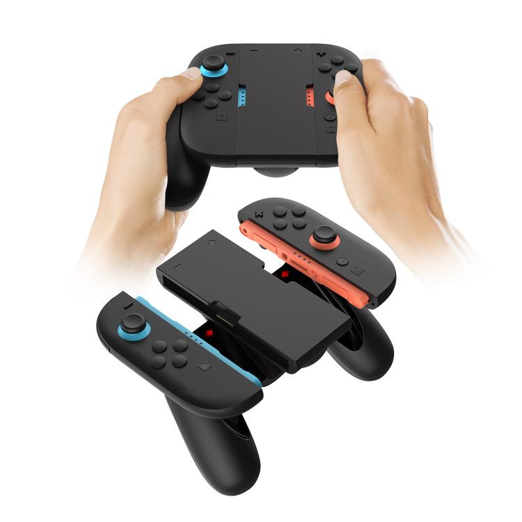 Charging handle grips for Nintendo Switch 2, shown with blue and orange accents
