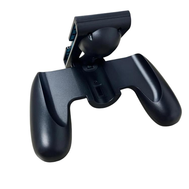 Black charging handle grip for Nintendo Switch 2 with attached charging cradle