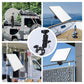 Black clamp bracket adapter installed on vehicle and boat rails with mounting arm