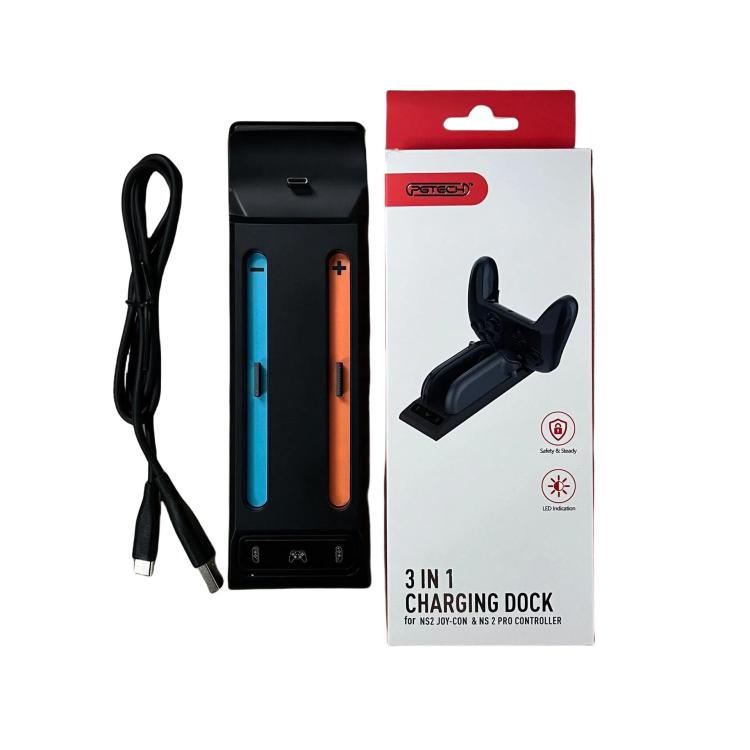 3-in-1 charging dock with cable; controller cradle and LED bars in blue and orange