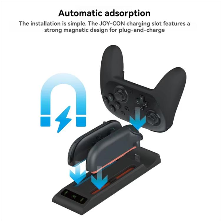 3-in-1 charging dock with magnetic controller holders and charging base