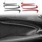 Carbon-fiber door panel sticker set in black and red, curved trim pieces