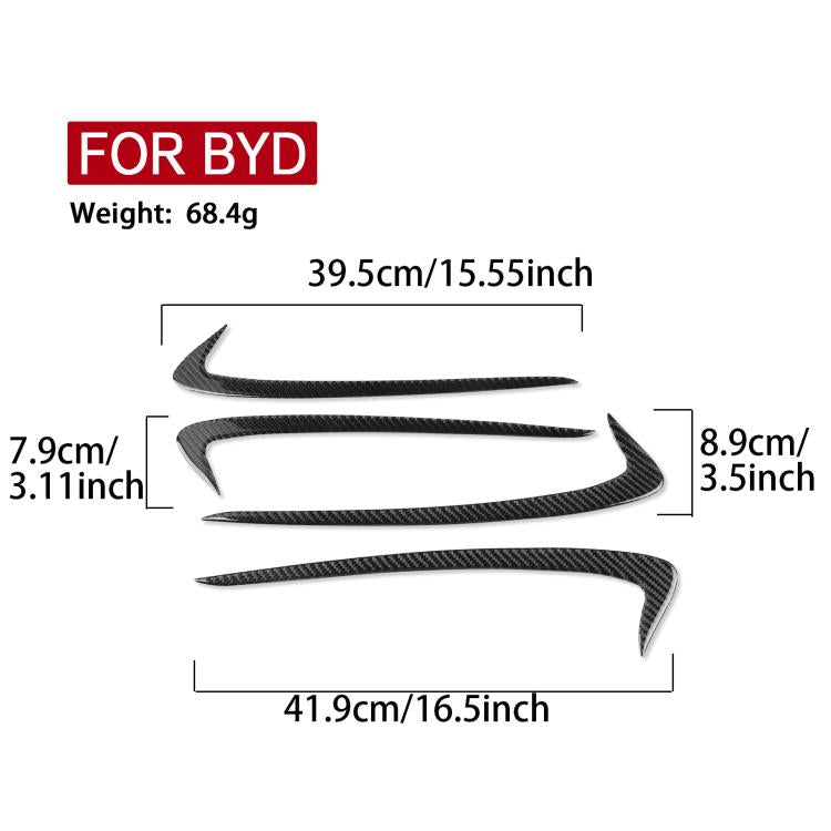 Black carbon-fiber door panel sticker set with four curved pieces