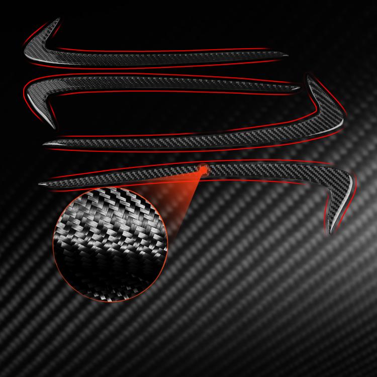 Red-accent black carbon-fiber door panel sticker set, curved trims