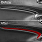 Red-accent black door panel sticker trim set on car door