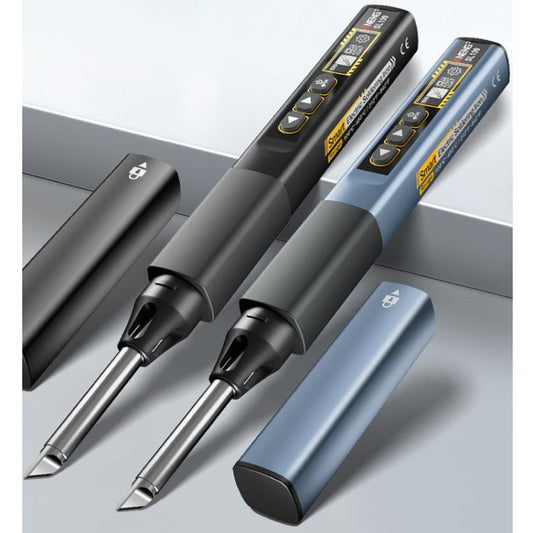 Portable digital soldering iron pair with detachable tips and protective pen caps