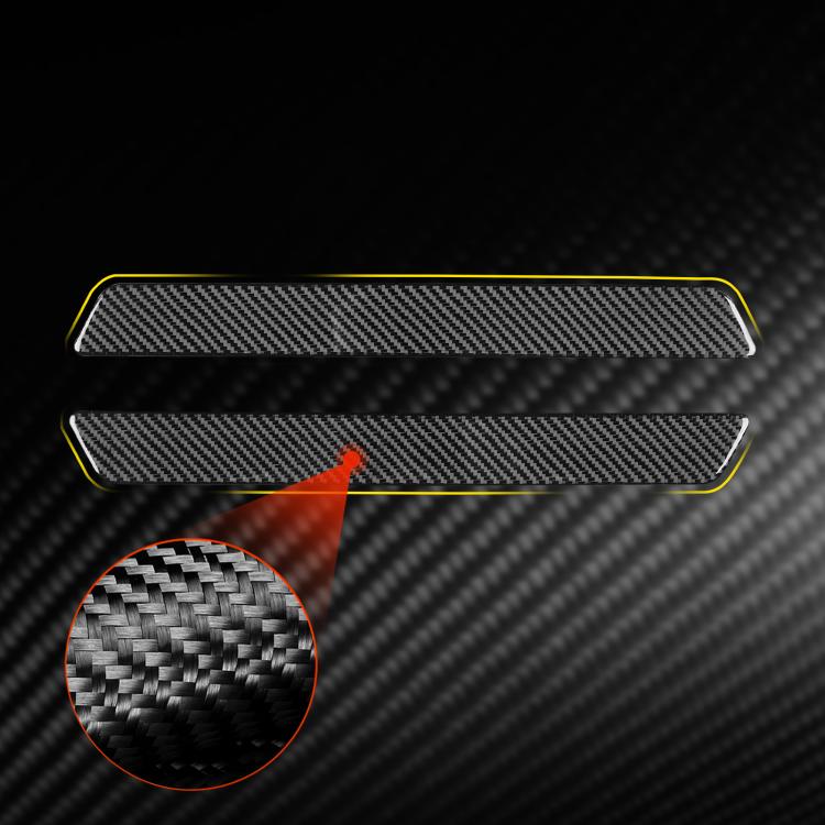 Carbon-fiber door sill stickers set, black textured finish, two curved pieces