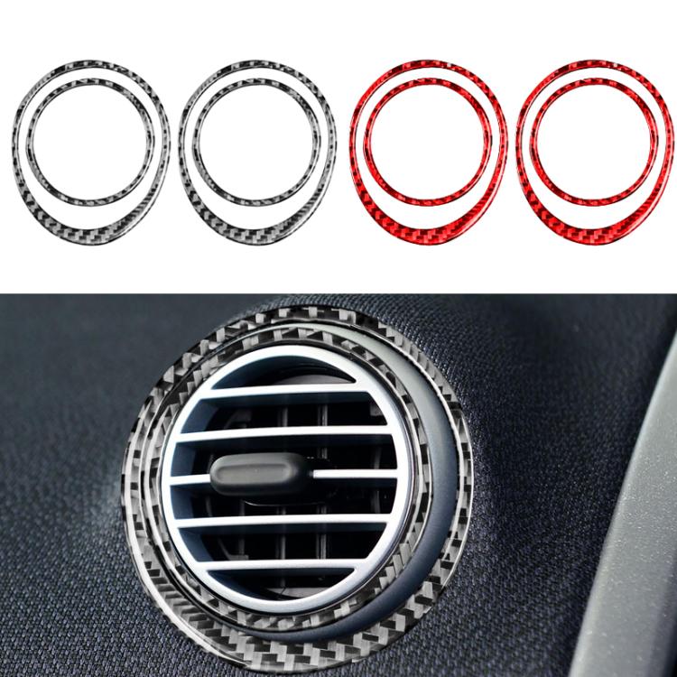 Set of carbon-fiber vent ring stickers in black and red (4 pieces)