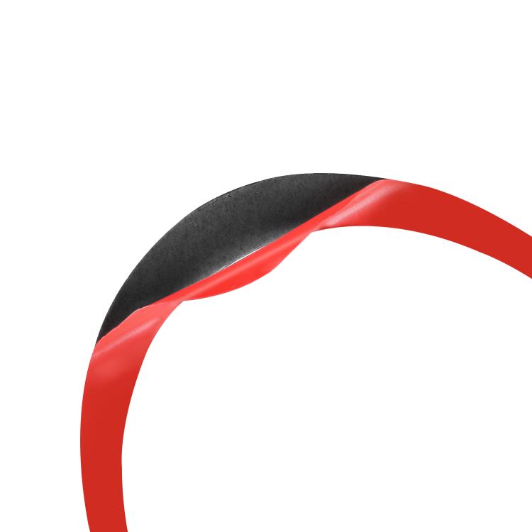 Red carbon-fiber vent ring sticker strip, curved edge detail
