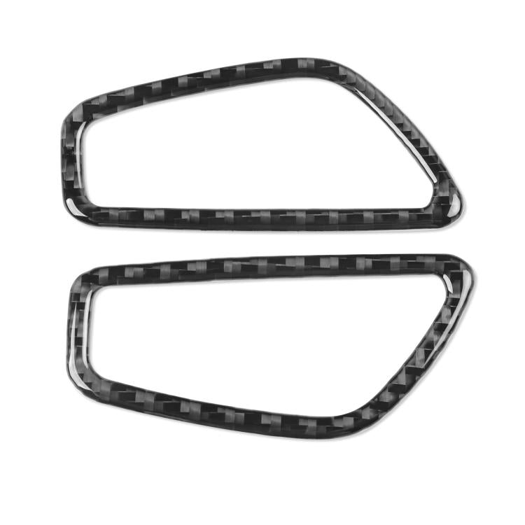 Dashboard air vent trim stickers, black carbon-fiber style, left and right set