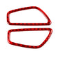 Dashboard air vent trim stickers, red carbon-fiber style, left and right set