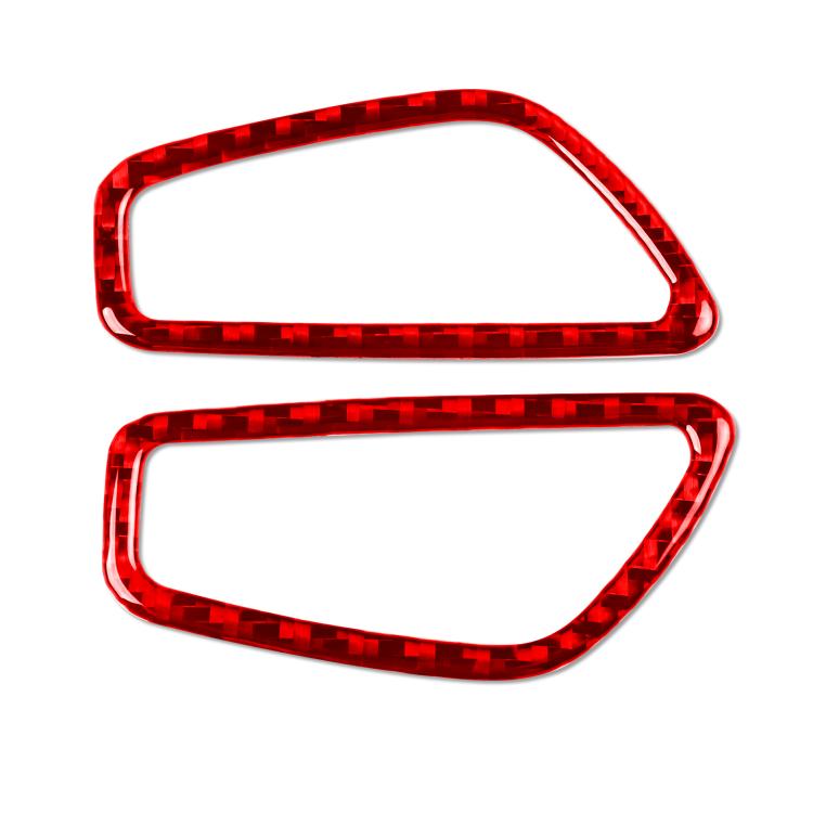 Dashboard air vent trim stickers, red carbon-fiber style, left and right set