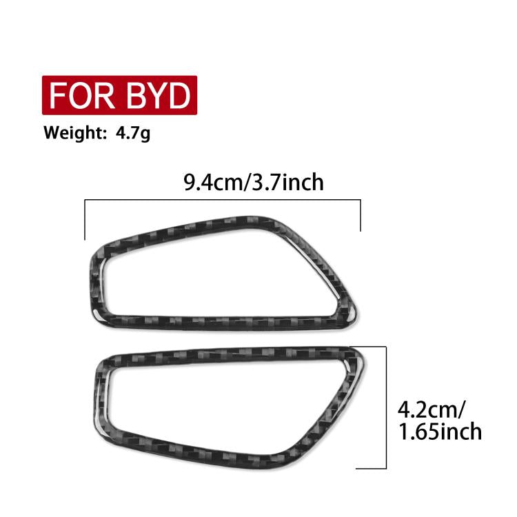 Dashboard air vent trim stickers, black carbon-fiber style, left and right dimensions