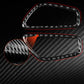 Dashboard air vent trim stickers, red carbon-fiber style, with textured detail inset