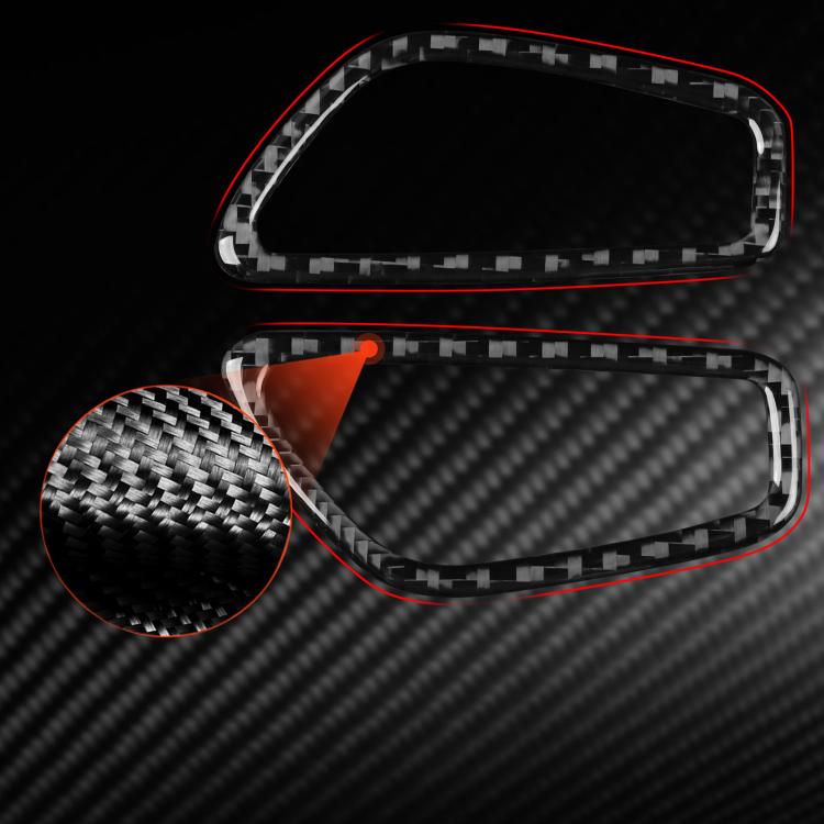 Dashboard air vent trim stickers, red carbon-fiber style, with textured detail inset