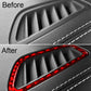 Dashboard air vent trim stickers, red carbon-fiber style on dashboard vent with slats