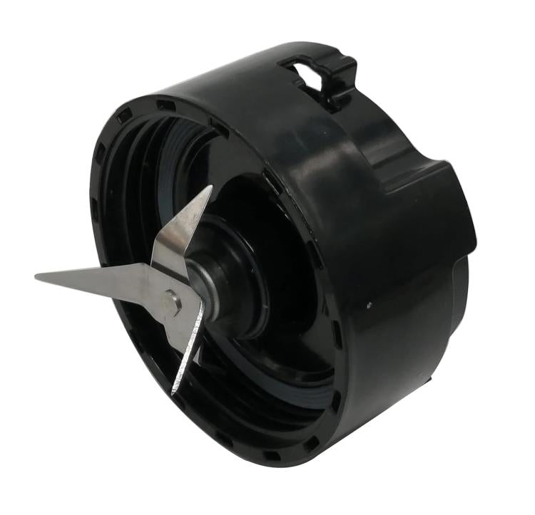 Black blender base housing with metal blade assembly and central shaft