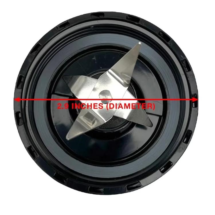 Black blender blade rotor, 2.9-inch diameter, with two metal blades
