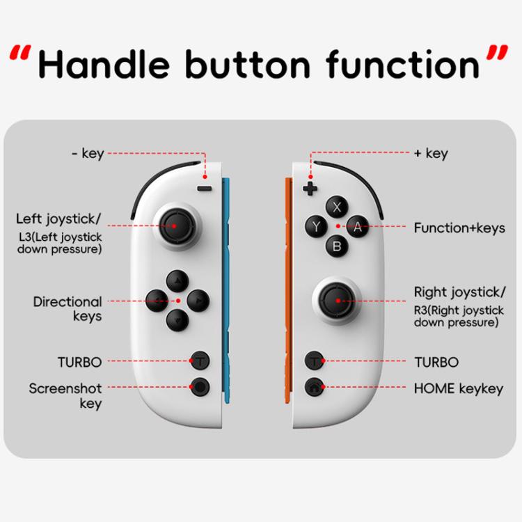 White split controllers diagram showing joystick and function keys