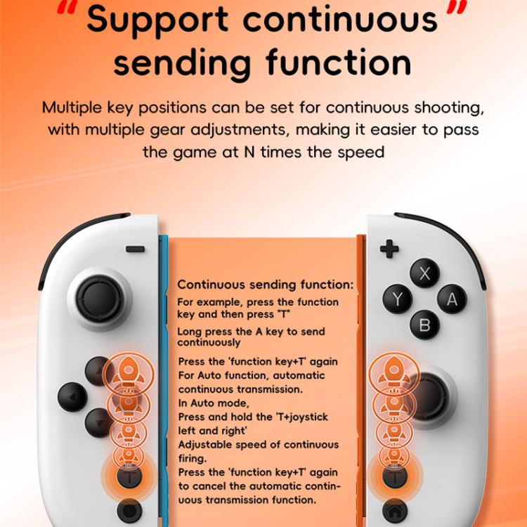 White split controllers with analog sticks and glowing button icons