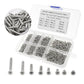 Self-tapping Phillips screw kit organizer with loose silver screws and labeled compartment