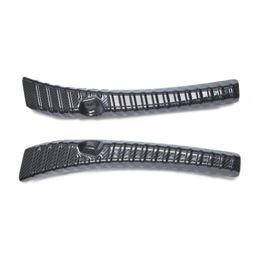 For Tesla 2024+ Model 3 Highland Stainless Steel Trunk Sill Guard, Carbon Fiber Texture, Black Brushed Finish, Silver