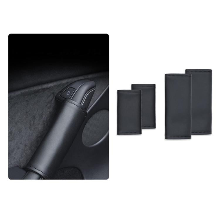 Three dark gray faux leather interior door handle covers, separate pieces