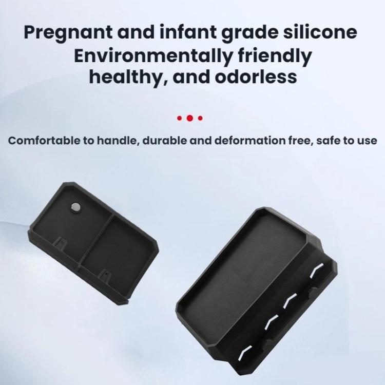 Black silicone tissue storage tray, open-top with side cutouts