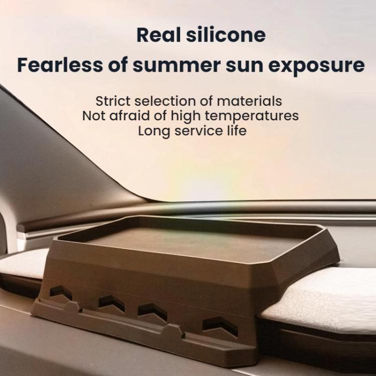 Dark brown silicone dashboard tissue tray with open-top storage