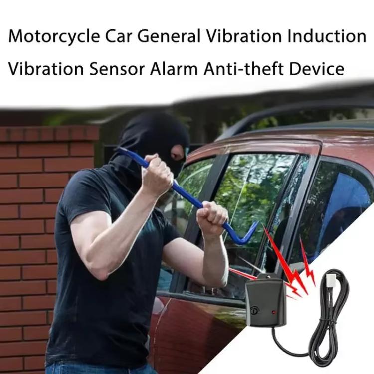 Vibration alarm sensor box mounted near car with attached wiring