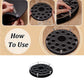 Wine glass tray stand, 25-hole black round tray with center bottle slot and clear posts