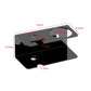 Black acrylic razor storage stand with labeled dimensions: 13cm x 6.5cm x 5.5cm