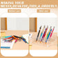 Clear acrylic desk organizer showing before-and-after assembly with hole grid stand