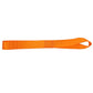 Orange cross-woven luggage strap with square cross-stitch and loop end