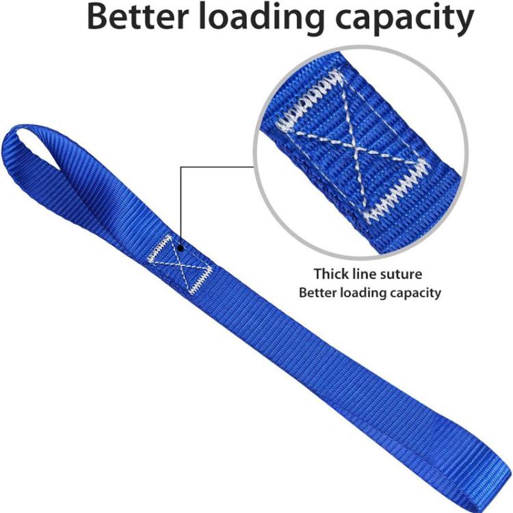 Blue cross-woven luggage strap with stitched cross pattern reinforcement