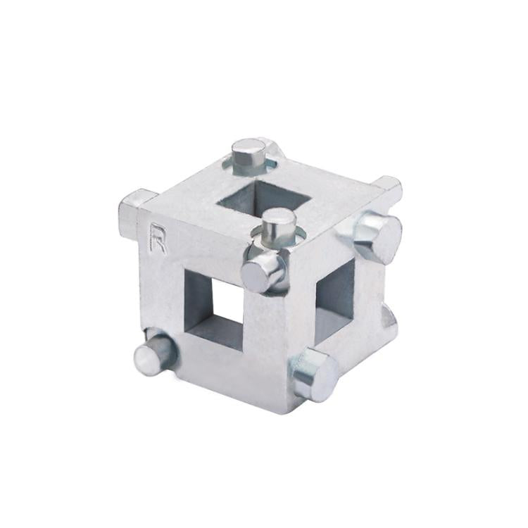 Automotive disc brake piston adjuster tool, silver metal clamp with bolts