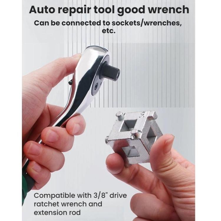Automotive repair brake tool with 3/8 drive connection, silver clamp body