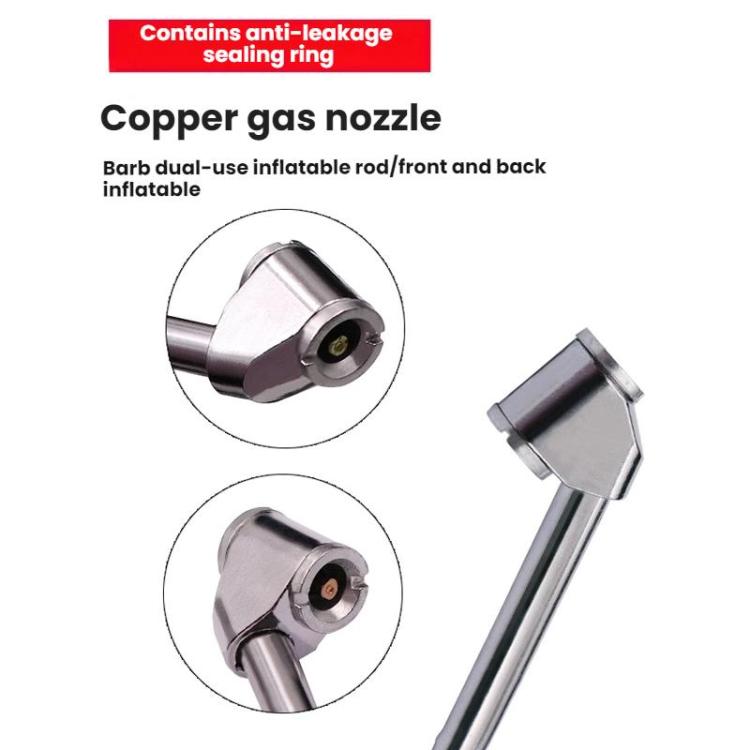 Metal gas nozzle with anti-leak sealing ring and copper fitting, close-up