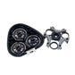 Rotary shaver cutter assembly with three foil heads and black mounting housing parts