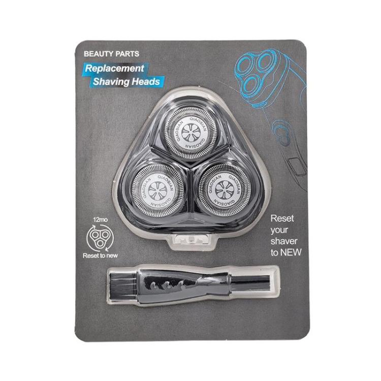 Replacement rotary shaving heads kit with three foil cutters and snap-in trimming bar