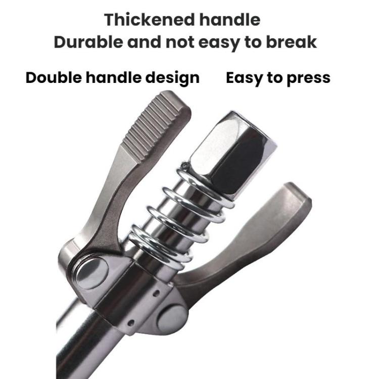 Double-handle grease nozzle pliers with thickened handles and steel pressure head