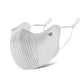 White breathable face mask with textured mesh front and adjustable ear straps