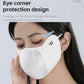 White face mask with eye-corner coverage and textured breathable front