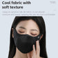 Black breathable face mask with textured front and ear-loop straps
