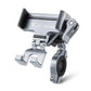 Bicycle phone mount with silver bracket and black phone holder cradle for handlebars