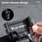 Bicycle phone mount quick-release cradle; hand operates the removal tab