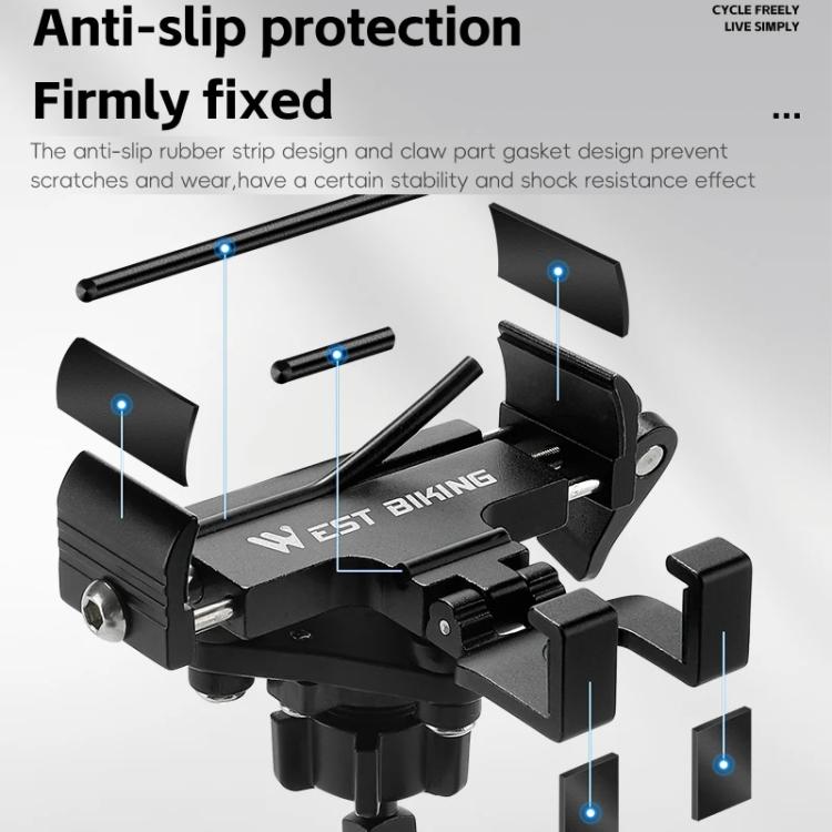 Anti-slip bike phone mount with grippy padding and reinforced support arms