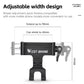 Adjustable width bike phone mount fits phones from 65–90 mm, clamp shown