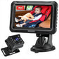 Car baby monitor with 4.3-inch display and camera unit, showing infant in red car seat